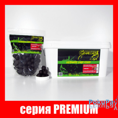 Бойли прикормочнi довгорозчиннi Grandcarp Premium Liver, Pepper, Strawberry (Печінка, Перець, Полуниця) 24mm 1kg (BFL102)