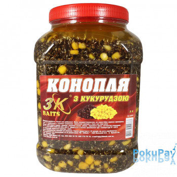 Зернова суміш 3KBaits Конопля з кукурудзою (70/30) банка 3л