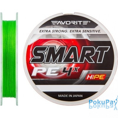Шнур Favorite Smart PE Light Green 4x 150m #0.4/0.104mm 3kg