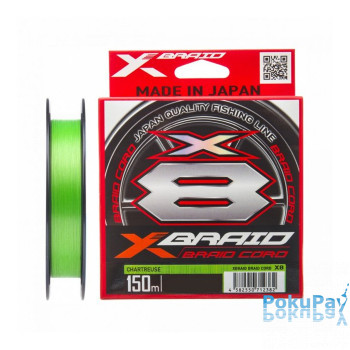 Шнур YGK X-Braid Braid Cord X8 150m #0.6/0.128mm 14lb/6.3kg салатовий
