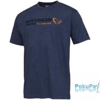 Футболка Savage Gear Signature Logo T-Shirt S blue melange
