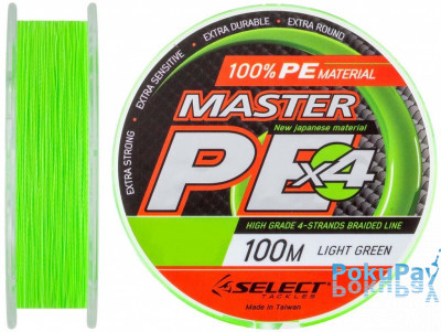 Шнур Select Master PE Light Green X4 100m 0.10mm 13kg
