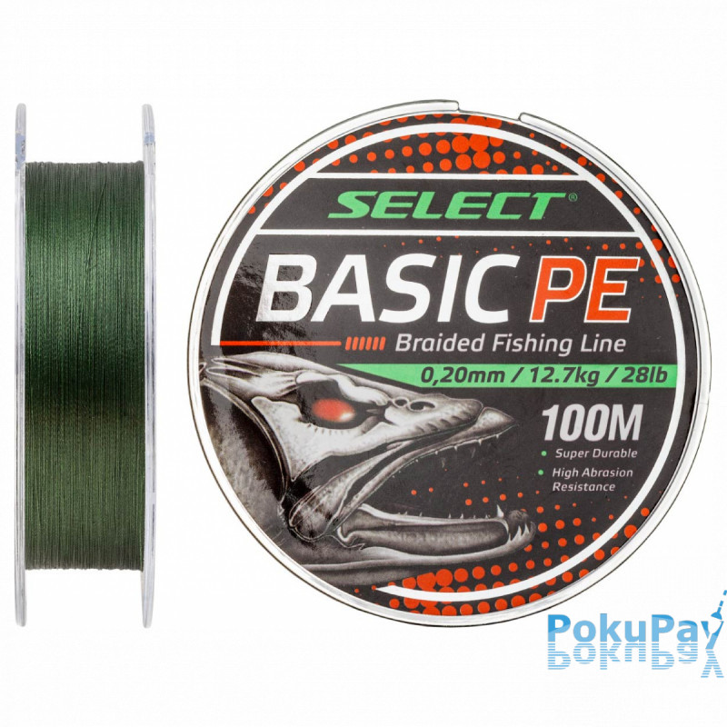 Шнур Select Basic PE Dark Green 100m 0.20mm 28LB/12.7kg