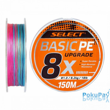 Шнур Select Basic PE 8x 150m разноцветный #1.0/0.14mm 18lb/8.2kg