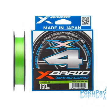 Шнур YGK X-Braid Braid Cord X4 150m #0.6/0.128mm 12lb/5.4kg салатовий
