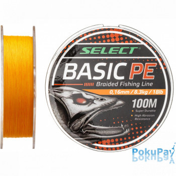Шнур Select Basic PE Orange 100m 0.16mm 18LB/8.3kg