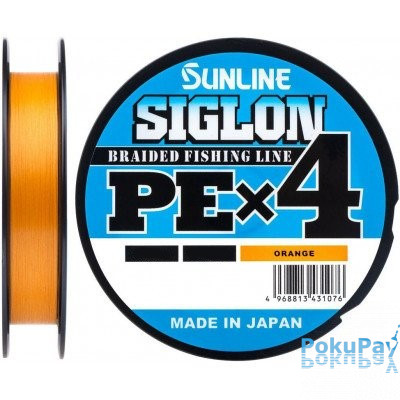 Шнур Sunline Siglon PE х4 300m оранжевый #3.0/0.296mm 50lb/22.0kg