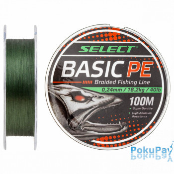 Шнур Select Basic PE Dark Green 100m 0.24mm 40LB/18.2kg