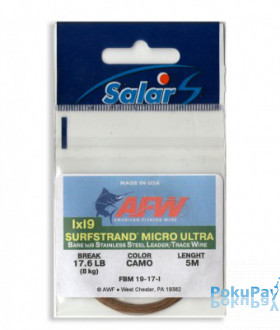 Поводковый материал AFW Surfstrand Micro Ultra 1х19, 26lb/12кг, 10 м, 19-жильный
