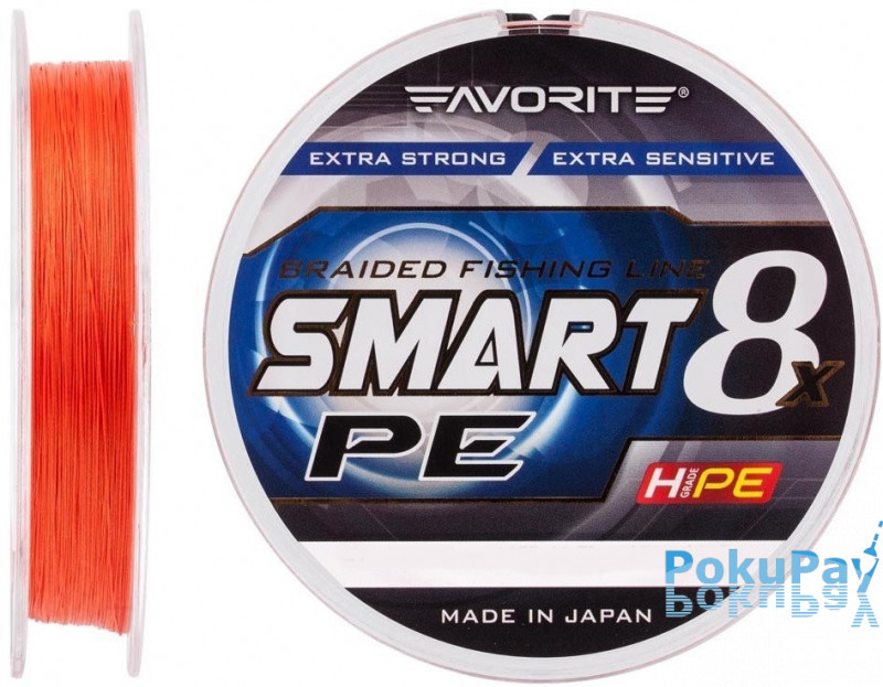 Шнур Favorite Smart PE Red Orange 8x 150m #0.8/0.153mm 6.8kg