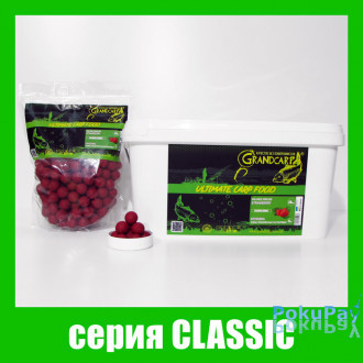 Бойли прикормочні розчинні Grandcarp Classic Strawberry (Полуниця) 20mm 1kg (BFS050)