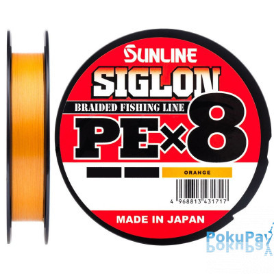 Шнур Sunline Siglon PE х8 150m оранжевый #0.5/0.121mm 8lb/3.3kg