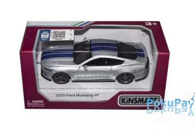 Автомодель Kinsmart (1:38) Ford Mustang GT with printing 2015 Серебристая (KT5386FW)