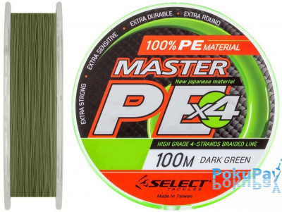 Шнур Select Master PE Dark Green X4 100m 0.27мм 33kg